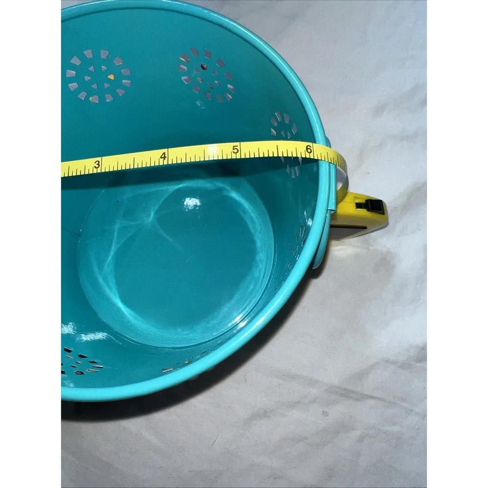 Hand painted Metal Teal Bucket